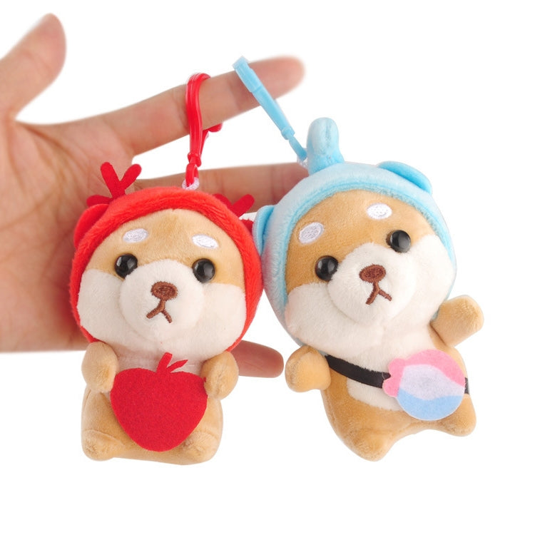 Plush Akita Car Keychain Cute Cartoon Shiba Inu Dog Backpack Charm Doll Gift(Sika Deer Shiba Inu)