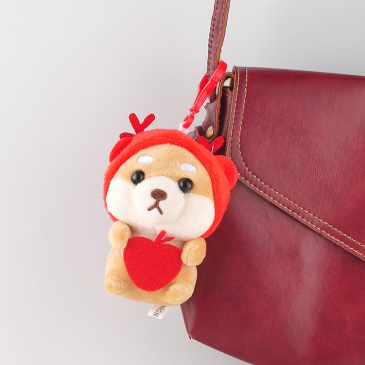 Plush Akita Car Keychain Cute Cartoon Shiba Inu Dog Backpack Charm Doll Gift(Sika Deer Shiba Inu)