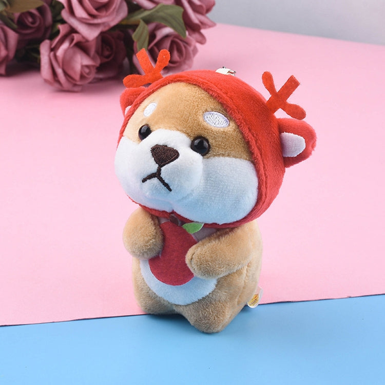 Plush Akita Car Keychain Cute Cartoon Shiba Inu Dog Backpack Charm Doll Gift(Sika Deer Shiba Inu)