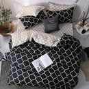 Luxury Bedding Black Marble Pattern Set Sanded Printed Quilt Cover Pillowcase, Size:220x240 cm(Ouni)