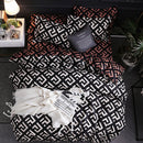 Luxury Bedding Black Marble Pattern Set Sanded Printed Quilt Cover Pillowcase, Size:220x240 cm(Louis)