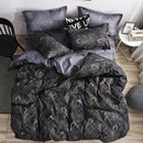 Luxury Bedding Black Marble Pattern Set Sanded Printed Quilt Cover Pillowcase, Size:220x240 cm(luxurious)