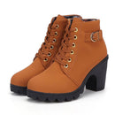 Fashion Square High Heels Solid Color Sneakers Women Snow Boots, Shoe Size:38(Yellow)