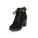Fashion Square High Heels Solid Color Sneakers Women Snow Boots, Shoe Size:38(Black)