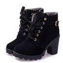 Fashion Square High Heels Solid Color Sneakers Women Snow Boots, Shoe Size:38(Black)