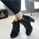 Fashion Square High Heels Solid Color Sneakers Women Snow Boots, Shoe Size:38(Black)