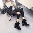 Fashion Square High Heels Solid Color Sneakers Women Snow Boots, Shoe Size:38(Black)