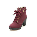 Fashion Square High Heels Solid Color Sneakers Women Snow Boots, Shoe Size:38(Red Wine)
