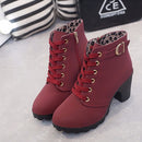 Fashion Square High Heels Solid Color Sneakers Women Snow Boots, Shoe Size:38(Red Wine)