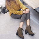 Fashion Square High Heels Solid Color Sneakers Women Snow Boots, Shoe Size:38(Green)