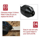Hex Shank Mini Drill Chuck Conversion Three Jaw Chuck Power Tool, Model:Hex Shank Black Chuck (0.3-3.6mm)