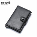 PU Aluminum Alloy Card Case Anti-magnetic RFID Shielding Anti-Theft Wallet(Black)