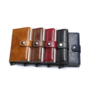 PU Aluminum Alloy Card Case Anti-magnetic RFID Shielding Anti-Theft Wallet(Black)