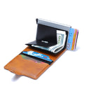 PU Aluminum Alloy Card Case Anti-magnetic RFID Shielding Anti-Theft Wallet(Black)