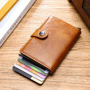 PU Aluminum Alloy Card Case Anti-magnetic RFID Shielding Anti-Theft Wallet(Black)