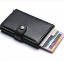 PU Aluminum Alloy Card Case Anti-magnetic RFID Shielding Anti-Theft Wallet(Coffee)