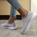 Large Size The Trend Of Women Shoes Wild Sports Leisure Flying Running Shoes, Shoe Size:39(Grey)