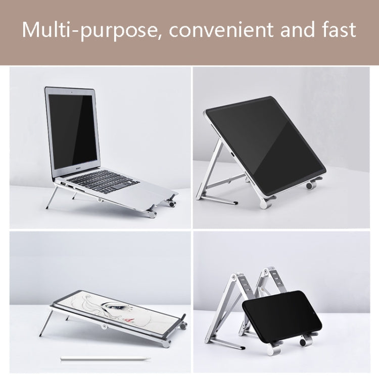 Oatsbasf 03040 Metal Mini Notebook Stand Aluminum Alloy Computer Cooling Folding Bracket(Silver)