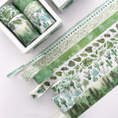 8 Roll / Box Paper Tape Basic Handbook Material Set Small Fresh Girl DIY Decorative Tape Antique Hand Account Sticker( Green)