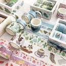 8 Roll / Box Paper Tape Basic Handbook Material Set Small Fresh Girl DIY Decorative Tape Antique Hand Account Sticker( Green)