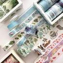 8 Roll / Box Paper Tape Basic Handbook Material Set Small Fresh Girl DIY Decorative Tape Antique Hand Account Sticker( Green)