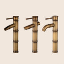Antique Retro Hot Cold Water Bathroom Counter Basin Bamboo Waterfall Basin Copper Faucet, Specifications:Early 3 Knots