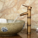 Antique Retro Hot Cold Water Bathroom Counter Basin Bamboo Waterfall Basin Copper Faucet, Specifications:Early 3 Knots