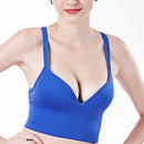 Wireless Sporty Shockproof Running Push Up Sports Bra, Size:L(Blue)