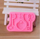 2 PCS Food Love Lock Key Fondant Silicone Mold DIY Baking Cake Decoration Tool(Pink)
