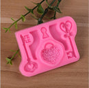 2 PCS Food Love Lock Key Fondant Silicone Mold DIY Baking Cake Decoration Tool(Pink)