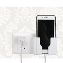 Wall Mobile Phone Holder Stand Socket Charger Storage Box(White)