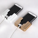 Wall Mobile Phone Holder Stand Socket Charger Storage Box(Gold)