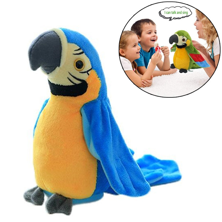 Plush Toy Parrots Recording Talking Parrots Will Twist the Fan Wings Children Toys, Size:Height 18cm(Blue)