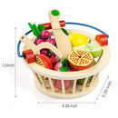 YLB-12 PCS Fruit Basket Children Wooden Magnetic Cut fruit and Vegetables Baby Cut Music Play House Kitchen Toys