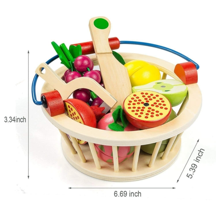 YLB-12 PCS Fruit Basket Children Wooden Magnetic Cut fruit and Vegetables Baby Cut Music Play House Kitchen Toys