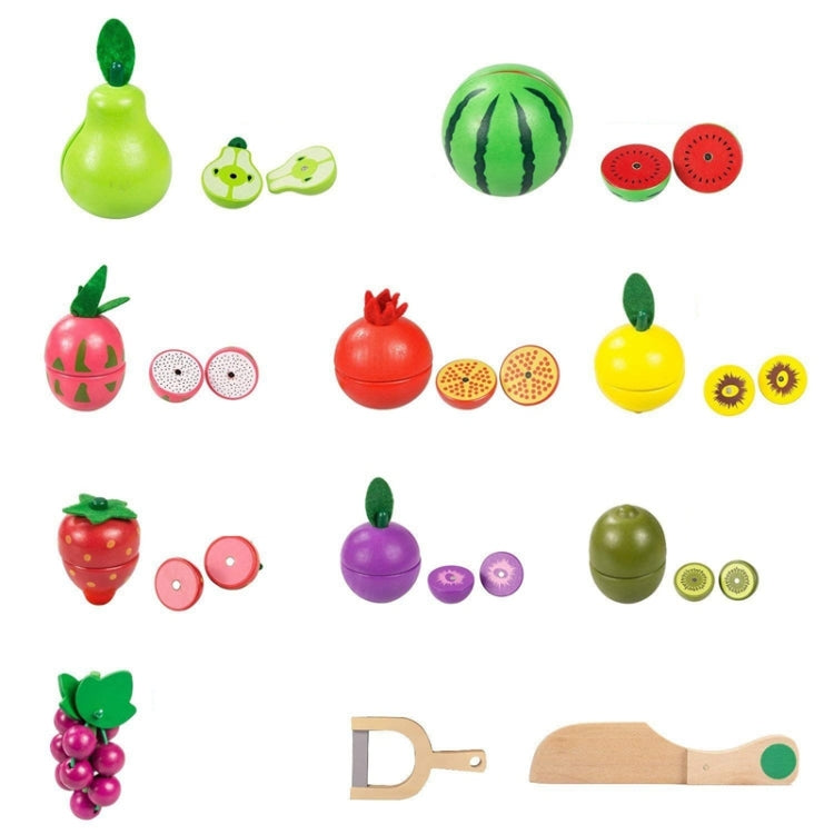 YLB-12 PCS Fruit Basket Children Wooden Magnetic Cut fruit and Vegetables Baby Cut Music Play House Kitchen Toys