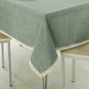 Decorative Tablecloth Imitation Linen Lace Table Cloth Dining Table Cover, Size:110x160cm(Purple)