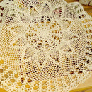 Exquisite Handmade Crochet Hook Flower Garden Mori Cotton Lace Openwork Woven Round Tablecloth, Size:60cm Diameter(Beige)