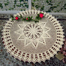 Exquisite Handmade Crochet Hook Flower Garden Mori Cotton Lace Openwork Woven Round Tablecloth, Size:60cm Diameter(Beige)