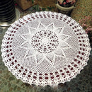 Exquisite Handmade Crochet Hook Flower Garden Mori Cotton Lace Openwork Woven Round Tablecloth, Size:60cm Diameter(White)