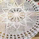 Exquisite Handmade Crochet Hook Flower Garden Mori Cotton Lace Openwork Woven Round Tablecloth, Size:60cm Diameter(White)