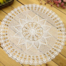 Exquisite Handmade Crochet Hook Flower Garden Mori Cotton Lace Openwork Woven Round Tablecloth, Size:60cm Diameter(White)