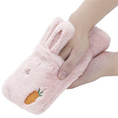 Plush Warm Water Bag Cartoon Rabbit Flushing Hot Water Bottle(Pink)
