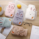 Plush Warm Water Bag Cartoon Rabbit Flushing Hot Water Bottle(Pink)