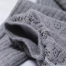 Lace Stockings Above The Knee Non-Slip Thigh Socks Cotton Vertical Stripe Socks(Black)