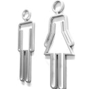 2 PCS Acrylic Toilet Symbol Adhesive Backed Bathroom Toilet Door Sign for Hotel(Silver)