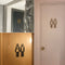 2 PCS Acrylic Toilet Symbol Adhesive Backed Bathroom Toilet Door Sign for Hotel(Gold)