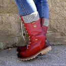 Winter Boots Women Boots Round Toe Platform Warm Females Boots Shoes, Size:39(Red)