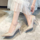 Women Shoes Shallow Glitter Frosted Stiletto, Size:38(Gold)