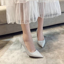 Women Shoes Shallow Glitter Frosted Stiletto, Size:38(Silver)